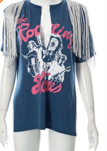 Cut Up Graphic T With Tassels