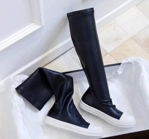 PU Leather Over Knee Flat Boot